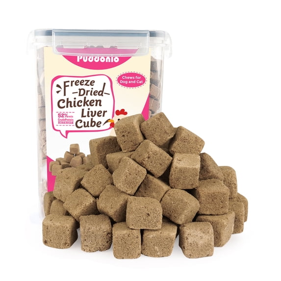 Puddonio Chicken Liver Freeze Dried Cats and Dogs Treats, 10 oz