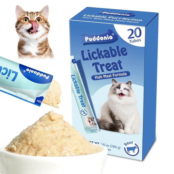 Puddonio Beef Lickable Wet Cat Treats, 0.5 oz Tubes (20 ct)
