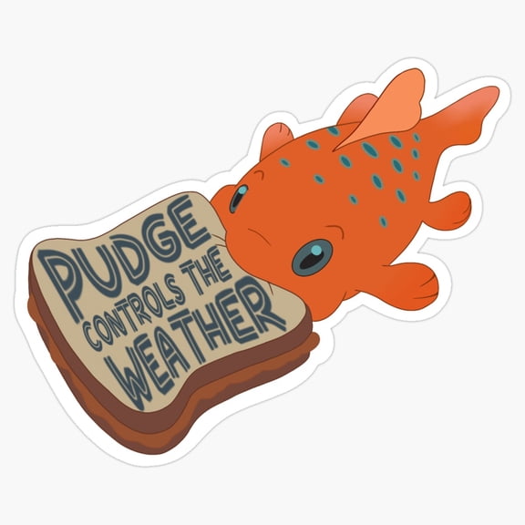 Pudge The Fish Weather Controller Tropical Movie Inside Joke Vinyl Sticker