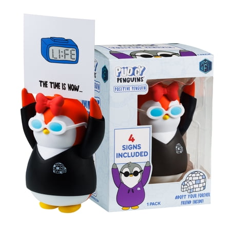 Pudgy Penguins Positive Penguin Doll, Red & White with Black Hoodie, Includes 4 Affirmation Cards