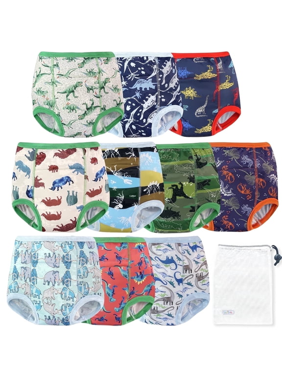 Toddler Boys & Girls Potty Training Pants, High Waist Double Absorption 10-Pack with Laundry Bag