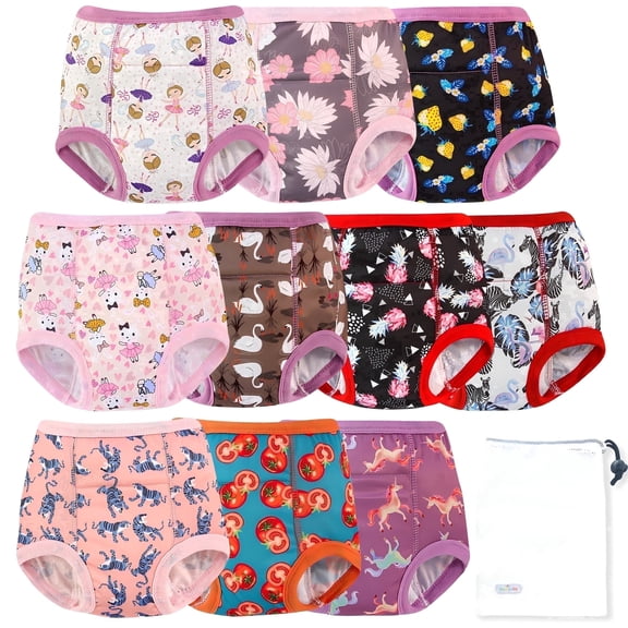 Pudiyuby Toddler Boys & Girls Potty Training Pants, High Waist Double Absorption 10-Pack with Laundry Bag