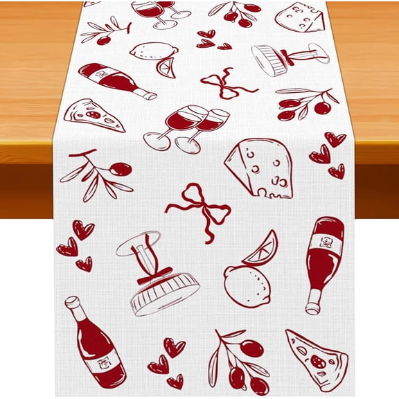 Pudodo That''s Amore Table Runner Valentines Day Italian Themed Bachelorette Party Wedding Bridal Shower Kitchen Dining Room Home Decor (13" x 72")