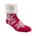 thumbnail image 1 of Pudus 9064794 Unisex Classic Snowflake Raspberry One Size Fits Most Slipper Socks, Red - Pack of 3, 1 of 2