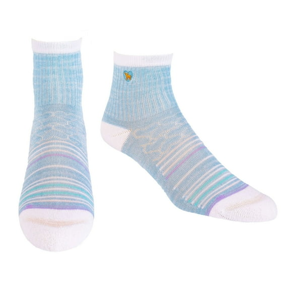 Pudus Bamboo Everyday Quarter Crew Socks | Moisture Wicking | Breathable | Extra Soft | Odor Resistant | All Day Comfort (Seaside Blue, Small-Medium)