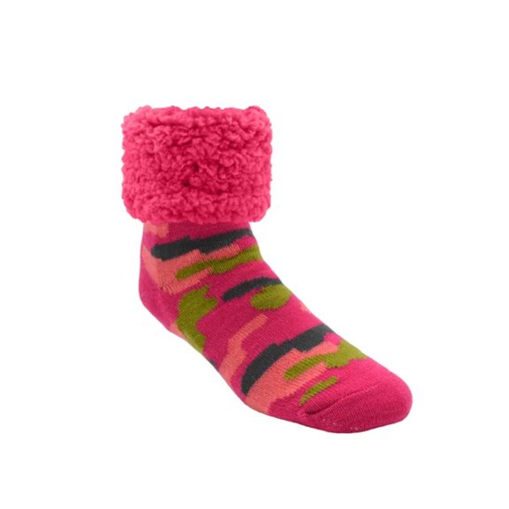 Pudus Classic Neon Pink Camo Socks Non Slip Gripper Soles