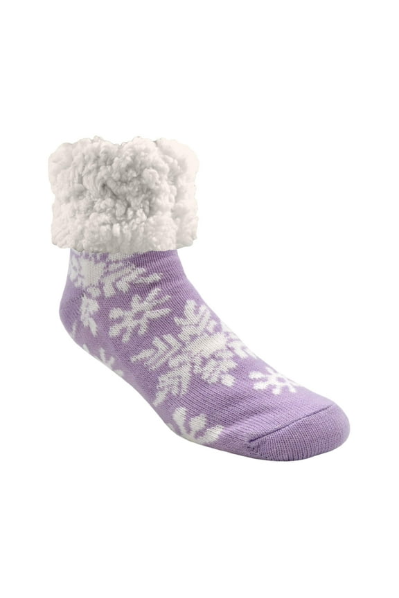 Cozy Holiday Winter Slipper Socks Women & Men w Non-Slip Grippers Faux Fur Sherpa