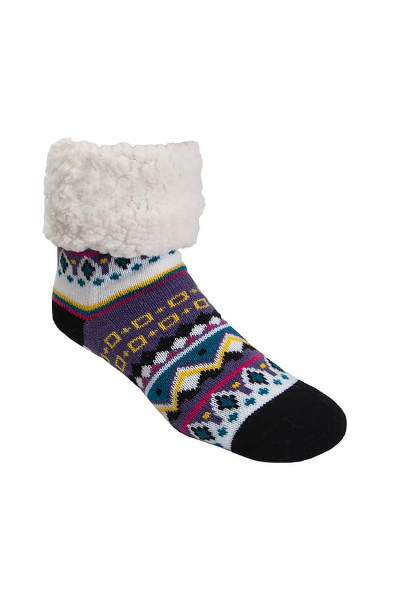 Cozy Winter Slipper Socks Women & Men w Non-Slip Grippers Faux Fur Sherpa