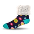 thumbnail image 1 of Pudus Large Polka Dot Multicolored Adult Cozy Winter Classic Slipper Socks with Grippers, One Size, 1 of 1