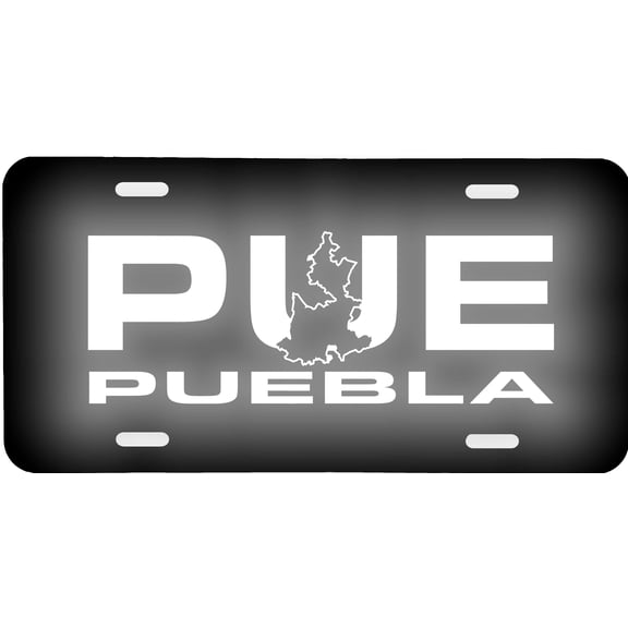 Puebla Mexico Aluminum Vanity License Plate, 6'' x 12'' Reflective Lettering & Graphics, Tourist Souvenir Gift Sign