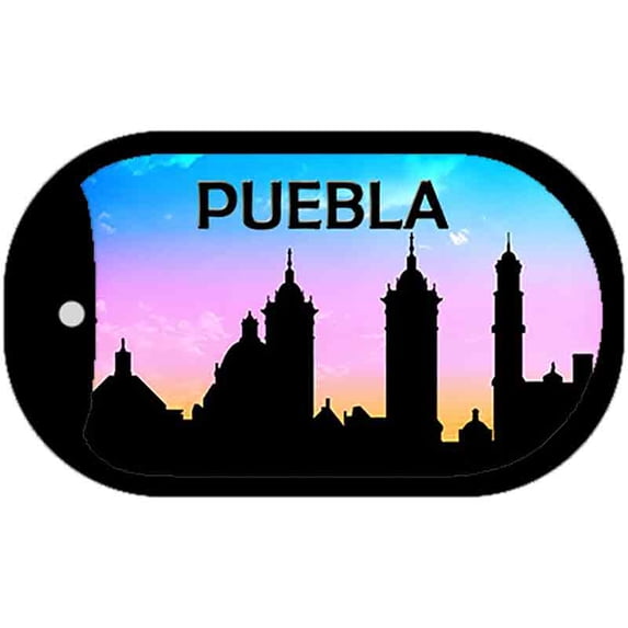 Puebla Silhouette Novelty Metal Dog Tag Necklace DT-8740 2" x 1" Dog Tag (DT)