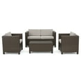 thumbnail image 1 of Pueblo 4 Piece Wicker Chat Set with Cushions and Set Cover, Brown, 1 of 9