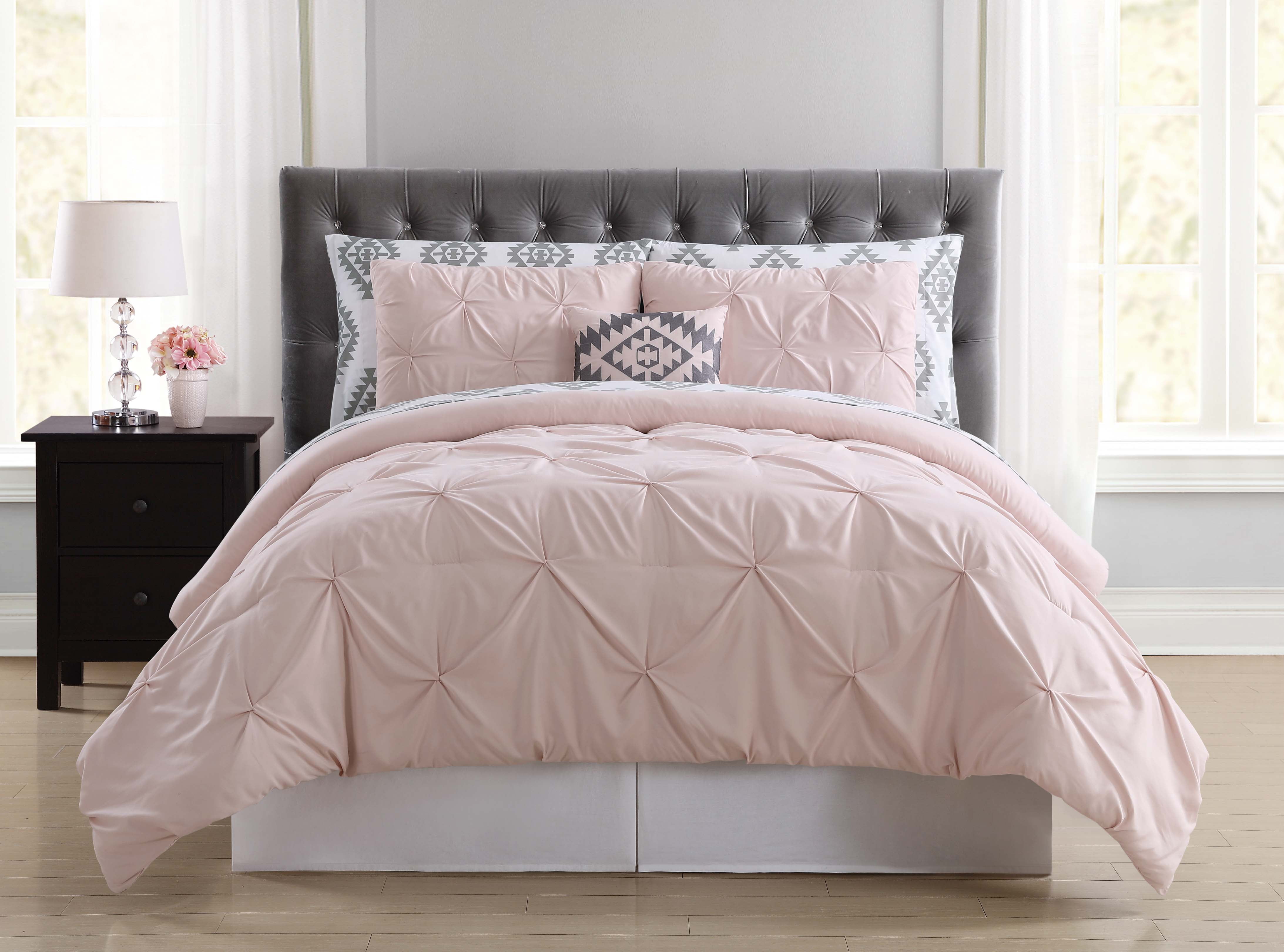 Blush Pink Microfiber Twin Bed in a Bag Set