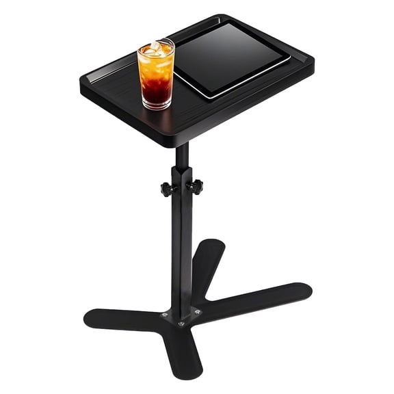 Puedo C Shaped End Table Side Table for Small Space TV Stand for Living Room, Bedroom, Black