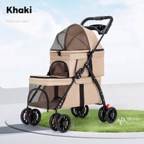 Puedo Double Pet Stroller for Small Cats and Dogs, Foldable Kittens Puppies Travel Strolling Cart with 2 Carriages, Lockable Wheels, Pink