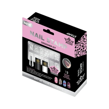 Pueen Nail Art Stamp Designer Kit, Metal Stamping Plate, Multi Color, 12 Patterns