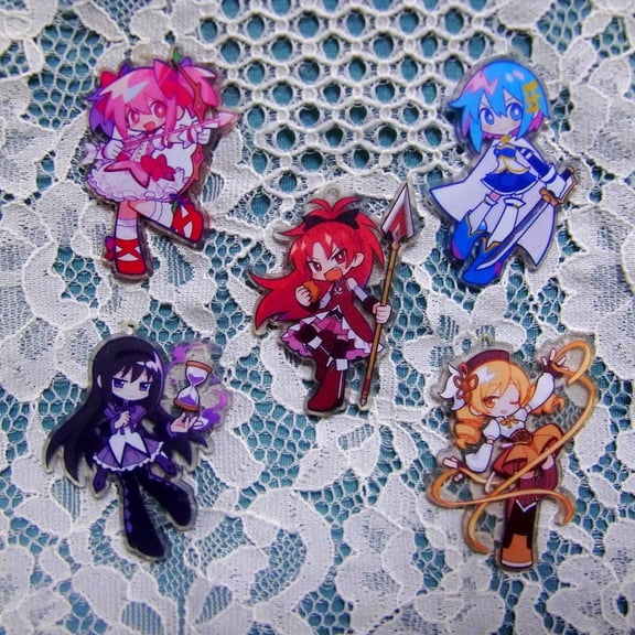 Puella Magi Madoka Magica Acrylic Charms (DIY Keychain Supply) Craft charms party cake decor (1 keychain)
