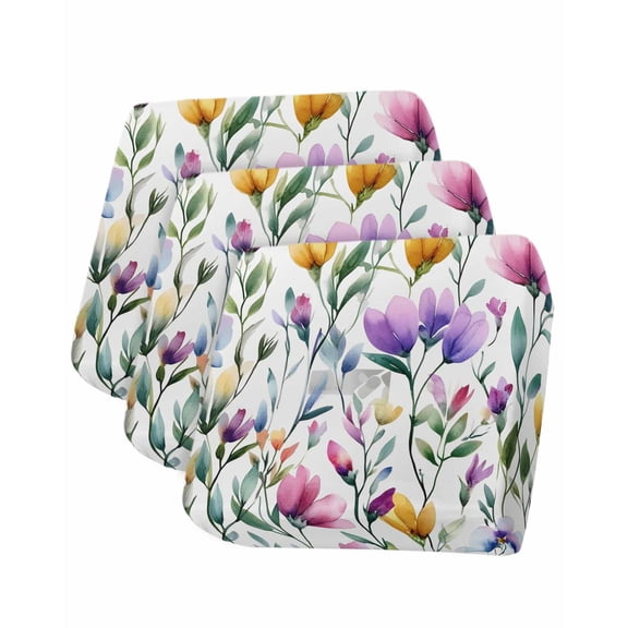 Pueple Pink Flower Sofa Couch Cushion Covers Washable, Removable Stretchable Sectional Couch Covers, Pastoral Pastel Pink Boho Floral Leaf Slipcovers for L & T Shape Sofa Protector S Size 3 pcs