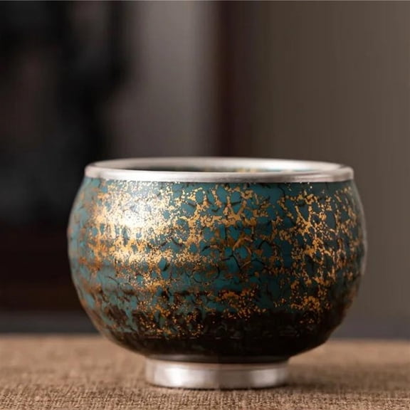 Puer Master Cup Jianzhan Kung Fu Teaset Evergreen Glaze Ceramic Tea Cup 150ml Handmade Gold Silver Color President Cup