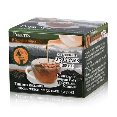 Puer Tea Real Leaf Ripe Post Fermented 5 Compressed 5gram Bricks .17oz. Sampler Box Lightload Tea