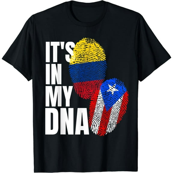 Puerto Rican And Colombian DNA Flag Heritage Gift T-Shirt