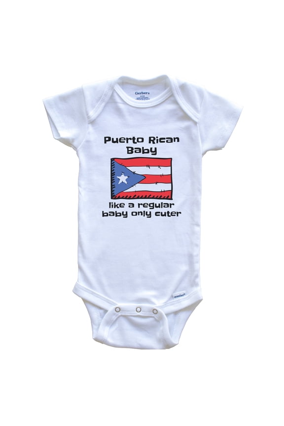Puerto Rican Baby Like a Regular Baby Only Cuter Funny Puerto Rico Flag Baby Bodysuit, 3-6 months white