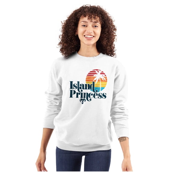 Puerto Rican Boricua Princess Latina Women Plus Size Crewneck Sweatshirt Brisco Brands 2X