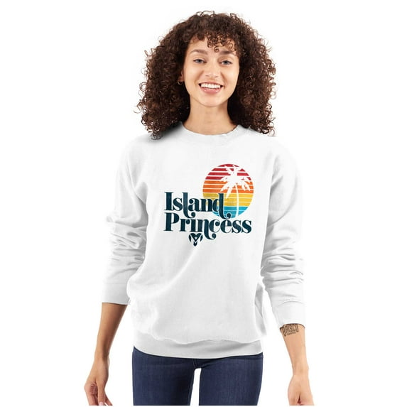 Puerto Rican Boricua Princess Latina Women Plus Size Crewneck Sweatshirt Brisco Brands 4X