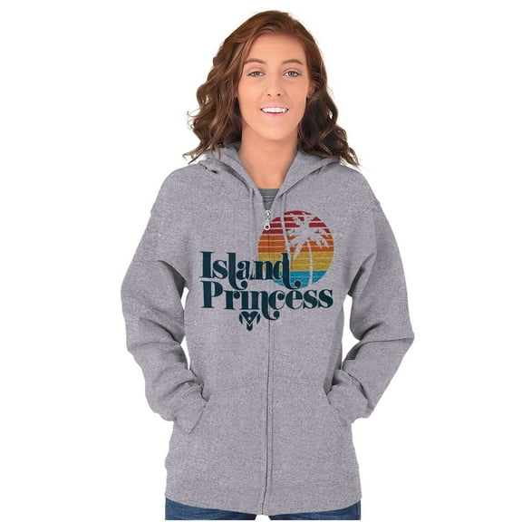 Puerto Rican Boricua Princess Latina Zip Hoodie Sweatshirt Women Brisco Brands S