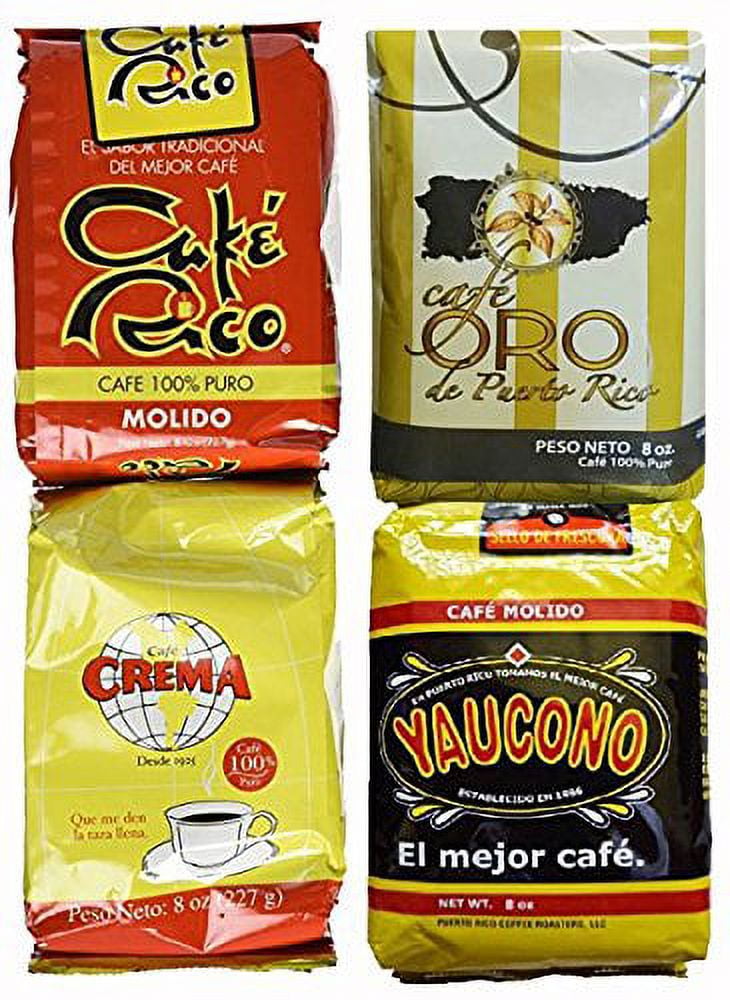 Puerto Rican Coffee Variety Pack |Ground Coffee - 4 Local Favorites in 8 Oz Bags (2 Pound Total)