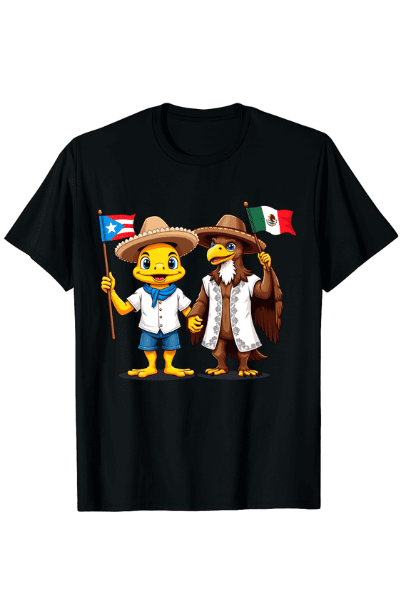 Puerto Rican Coqui Frog Mexican Eagle Men Women Short Sleeve Graphic T-Shirt, Boricua Mexi Pride