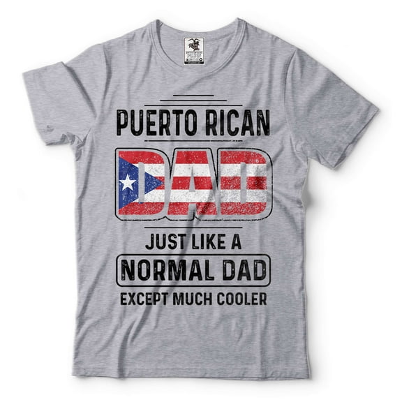 Puerto Rican Dad Shirt Puerto Rican Father's Day T-Shirt Dad Patriotic Shirt Puerto Rican Shirt (Large Grey)