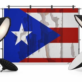 Puerto Rican Flag Backdrop for Photoshoot,Photography Photo Studio Background Wall Backdrop,Vintage Geometric Art Wooden Back Drop Banner Panel for Portraits Wedding Party Live Streaming Decor 10x8Ft