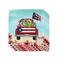 thumbnail image 1 of Puerto Rican Flag Cloth Napkins Set of 4 Reusable Dinner Napkins, Vintage Country Truck Flowers Blue Beige Cocktail Napkin Washable Table Napkins for Wedding/Holiday Party/Baby Shower 20"x20", 1 of 7