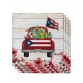 thumbnail image 1 of Puerto Rican Flag Cloth Napkins Set of 4 Reusable Dinner Napkins, Vintage Country Truck Flowers Wooden Grain Cocktail Napkin Washable Table Napkins for Wedding/Holiday Party/Baby Shower 20"x20", 1 of 7