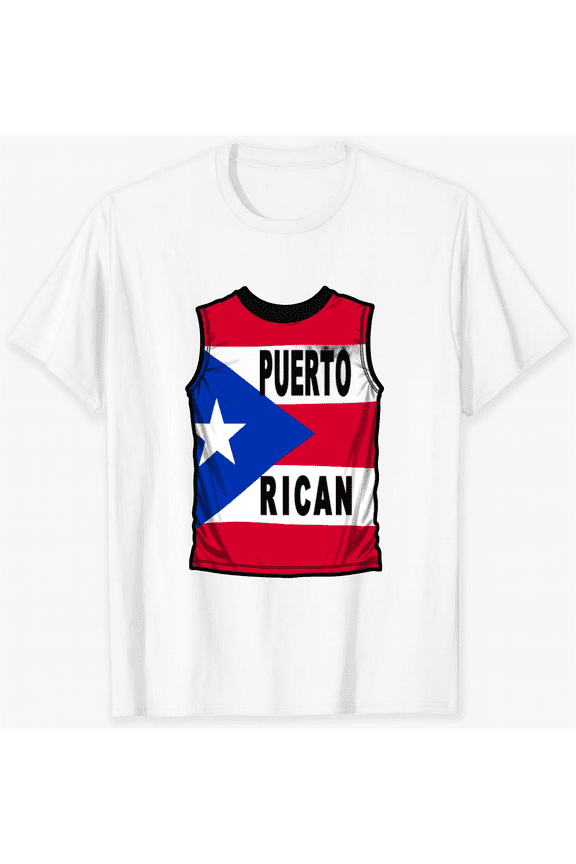 Puerto Rican Flag Design Sleeveless Jersey Style Short Sleeve T-Shirt For Women Men Perfect Gift For Puerto Rican Pride Lovers