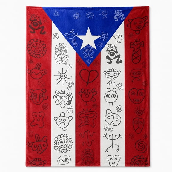 Puerto Rican Flag Fleece Blanket, Soft 280 GSM Polyester Throw for Sofa, Travel or Office