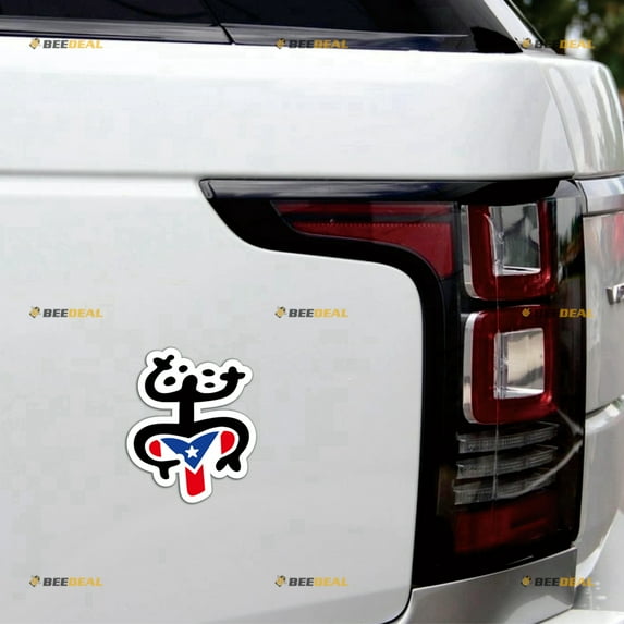 Puerto Rican Flag Map Coqui Frog PR Car Magnet Puerto Rico Magnetic Sticker Decal - 2 Pack Reflective 4" - for Truck Door Fridge Reusable Waterproof b0315p