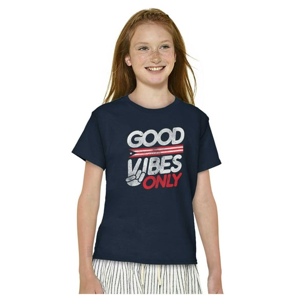 Puerto Rican Flag PR Peace Sign Crewneck T Shirts Boy Girl Teen Brisco Brands X