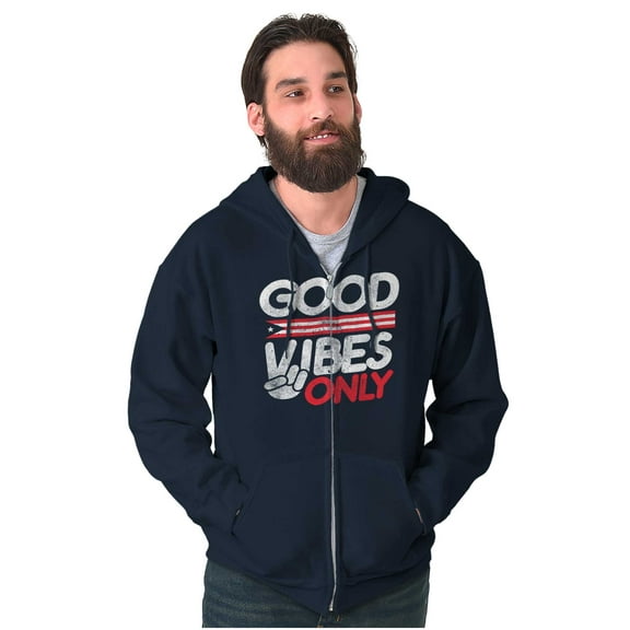 Puerto Rican Flag PR Peace Sign Unisex Fleece Graphic Zip Up Hoodie Brisco Brands 5X