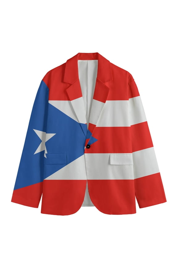 Puerto Rican Flag Print Men'S Blazer, Puerto Rico Fun Novelty Blazer
