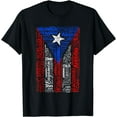 thumbnail image 1 of Puerto Rican Flag Shirt with Towns and Cities of Puerto Rico T-Shirt Black Small, 1 of 4
