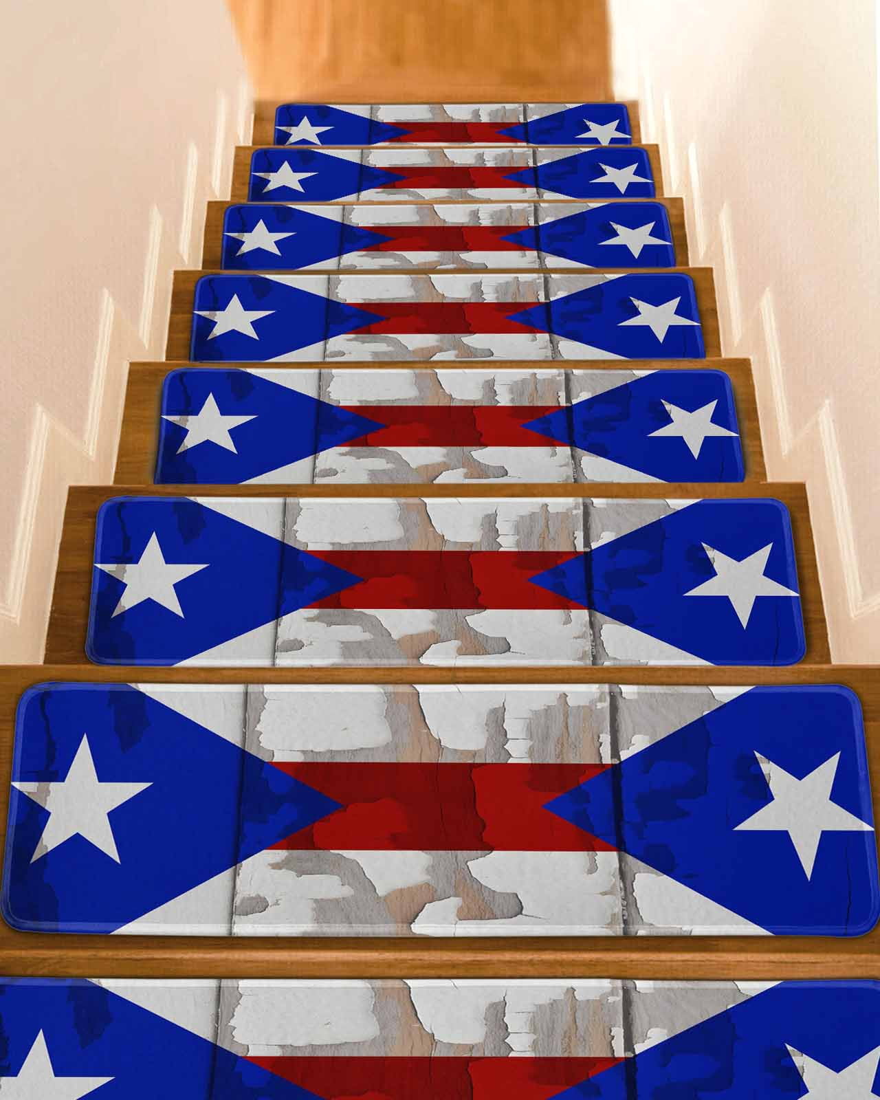 Puerto Rican Rug Designs Puerto Rican Flag Stair Treads for Wooden Steps Indoor Runner Rug ...