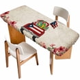 thumbnail image 1 of Puerto Rican Flag Table Cloths for 8 Foot Rectangle Tables, Vintage Country Truck Flowers Beige Patio Waterproof Elastic Fitted Tablecloths, Washable Rectangular Table Cover for Camping, 1 of 8