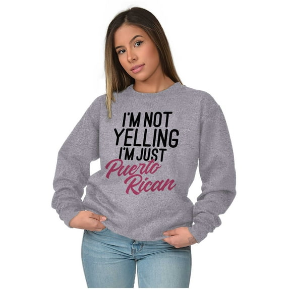 Puerto Rican Funny Yelling Boricua Women Plus Size Crewneck Sweatshirt Brisco Brands 3X