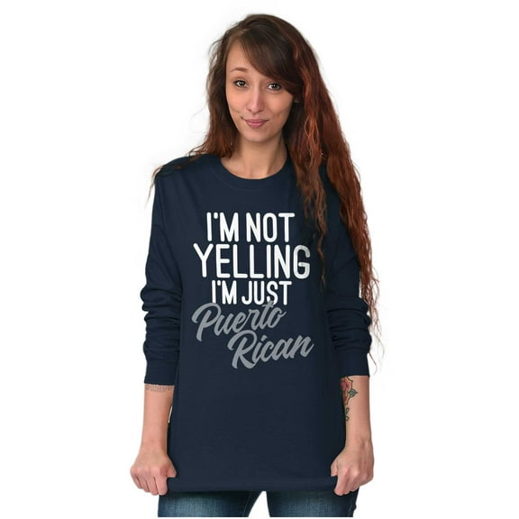 Puerto Rican Funny Yelling Boricua Women's Long Sleeve T Shirt Brisco Brands X