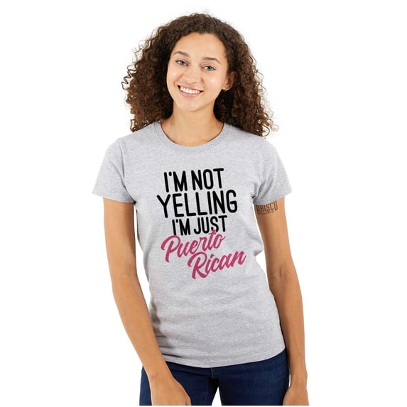 Puerto Rican Funny Yelling Boricua Womens Fitted Plus Size Graphic Tee Brisco Brands 2X