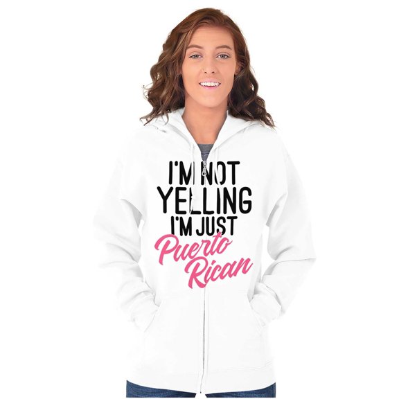 Puerto Rican Funny Yelling Boricua Zip Hoodie Sweatshirt Women Brisco Brands M