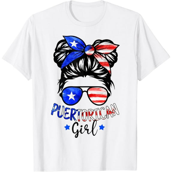 Puerto Rican Girl Messy Hair Rico Pride Patriotic Gift Kids T-ShirtMen and women, White T-shirt, size: Extra large