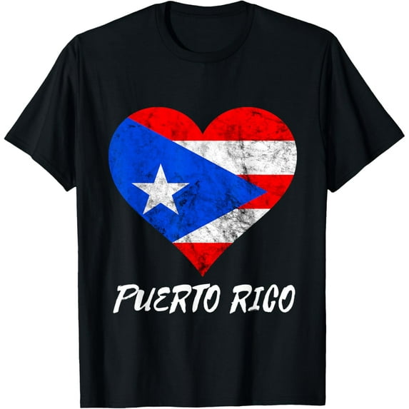 Puerto Rican Heart Perto Rico Flag Boricua Puertorro T-ShirtMen and women, Black T-shirt, size: Extra large